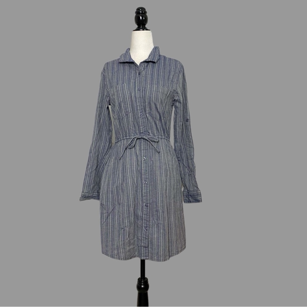 💜S💜 Shirt Dress Embroidered Embroidery Long Sleeve Cuffs Buttondown Stripes